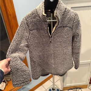 GreenTea Women's Gray Sherpa Zip Up Sweater